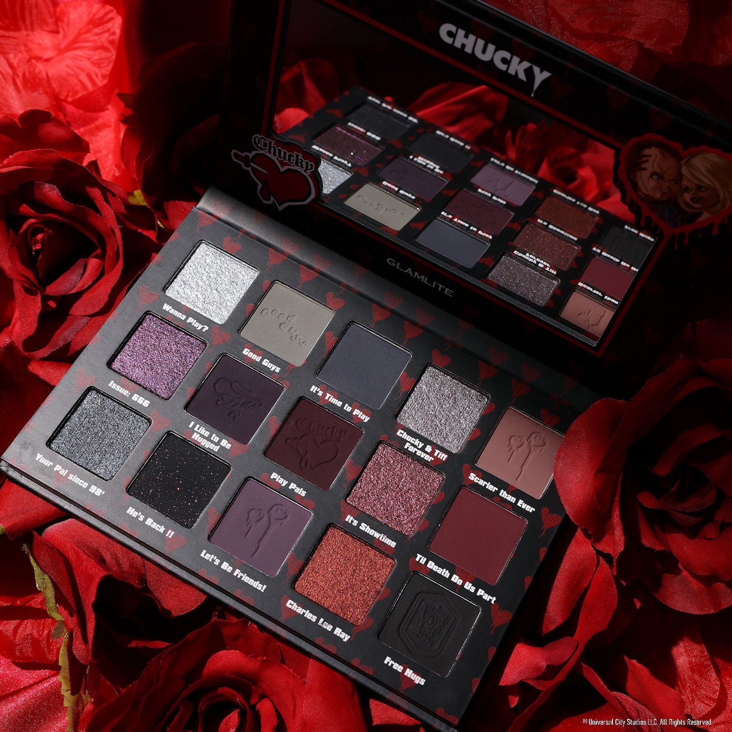 Chucky x Glamlite "Crazy In Love" eyeshadow palette