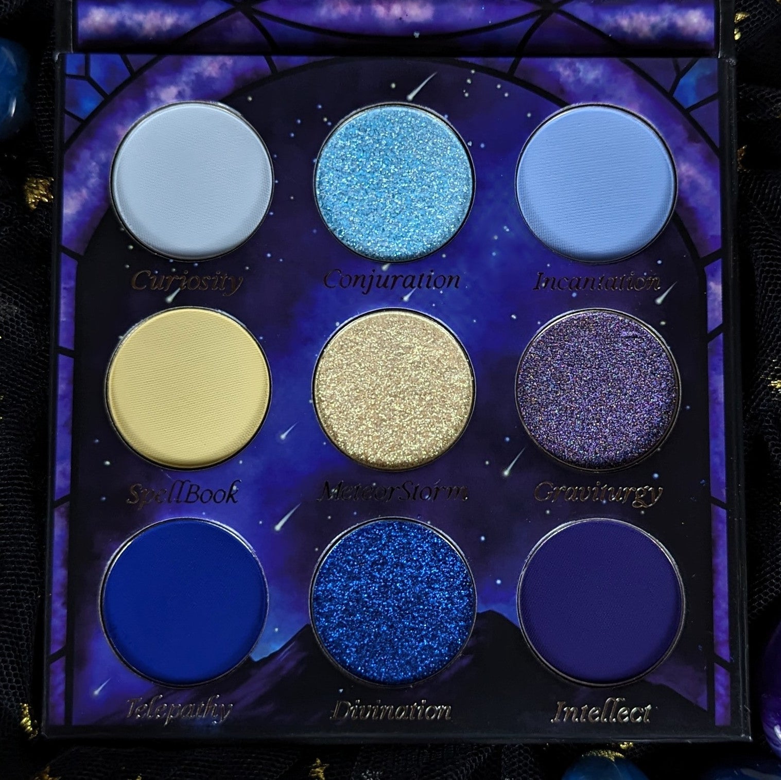 Wizard eyeshadow palette by Fantasy Cosmetica opened