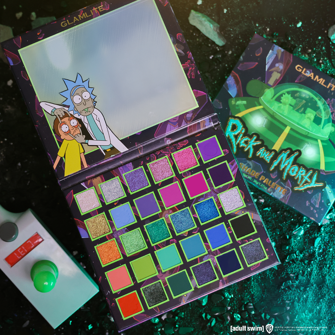 Rick and Morty X Glamlite 30 shades eyeshadow palette opened