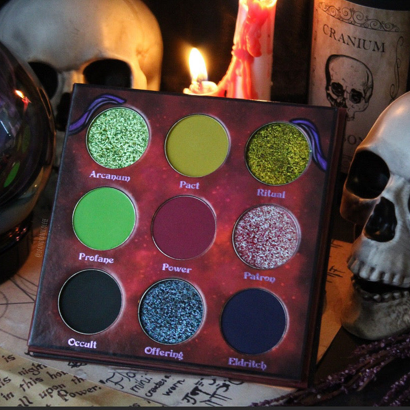 Warlock eyeshadow palette by Fantasy Cosmetica opened
