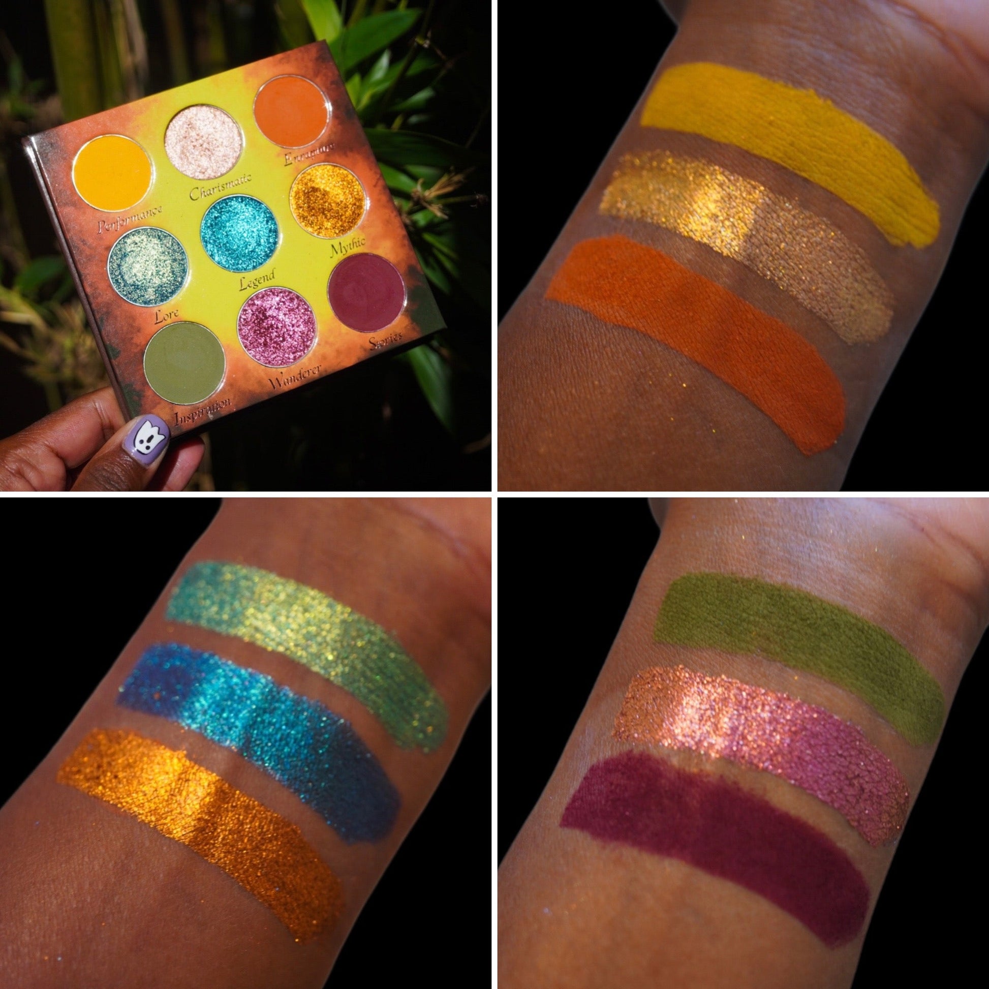 Bard eyeshadow palette by Fantasy cosmetics swatches
