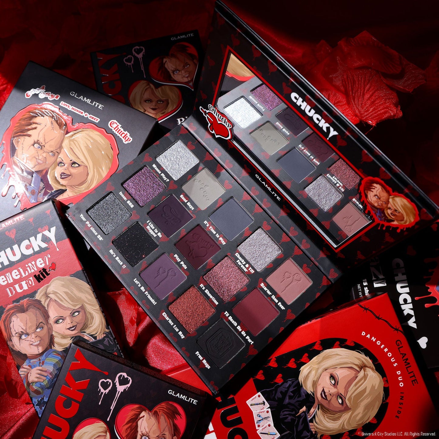 Chucky x Glamlite "Crazy In Love" eyeshadow palette