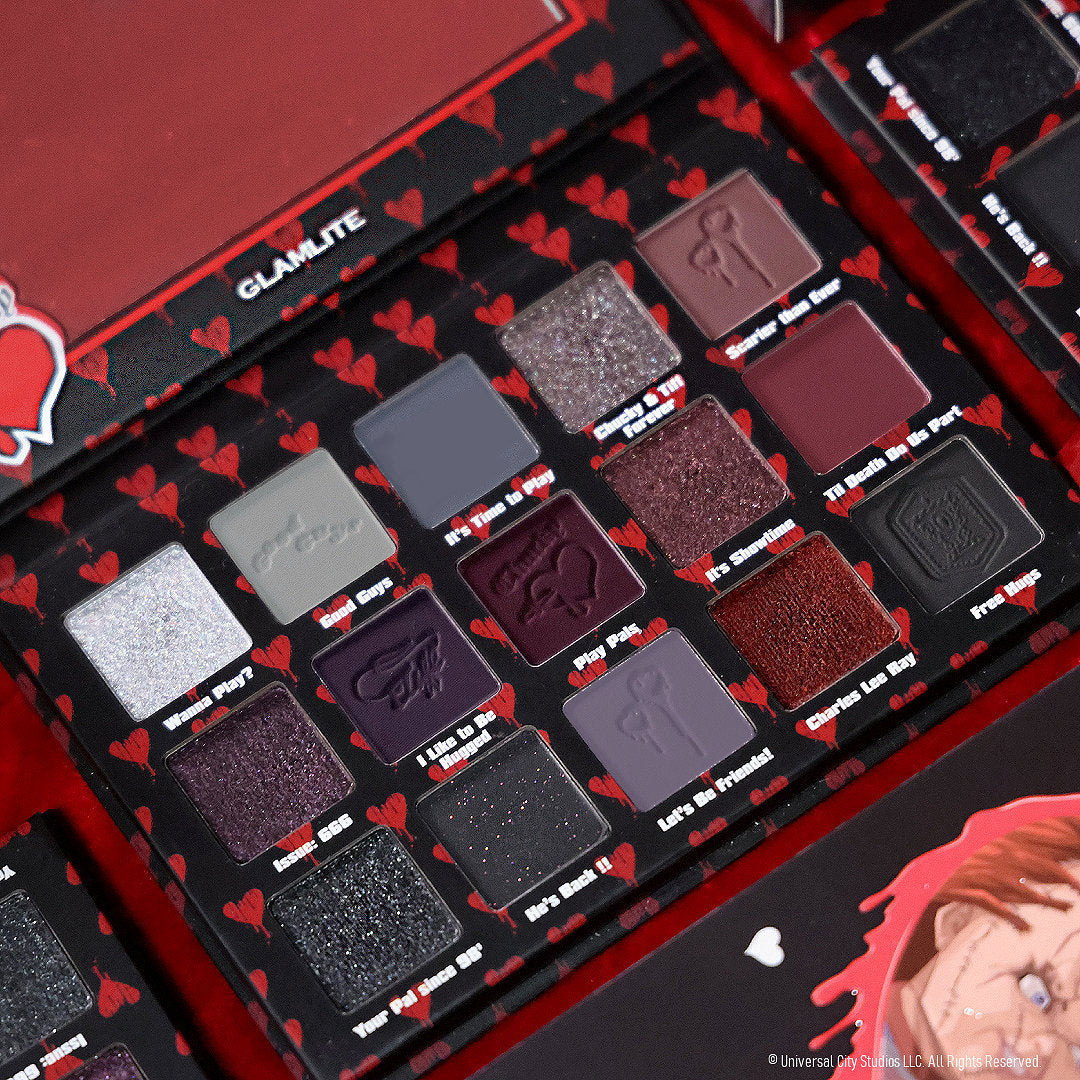Chucky x Glamlite "Crazy In Love" eyeshadow palette