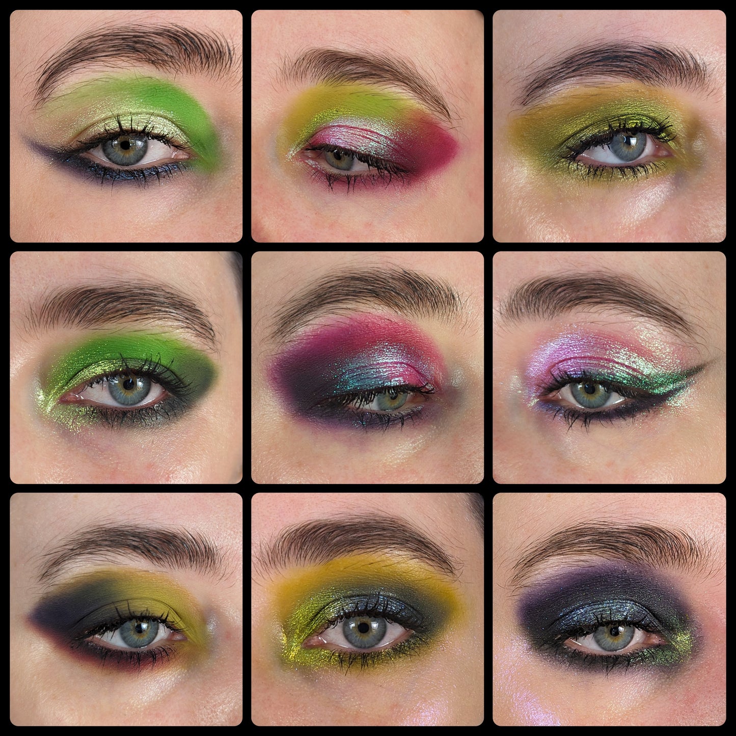 Warlock eyeshadow palette by Fantasy Cosmetica swatch eyes
