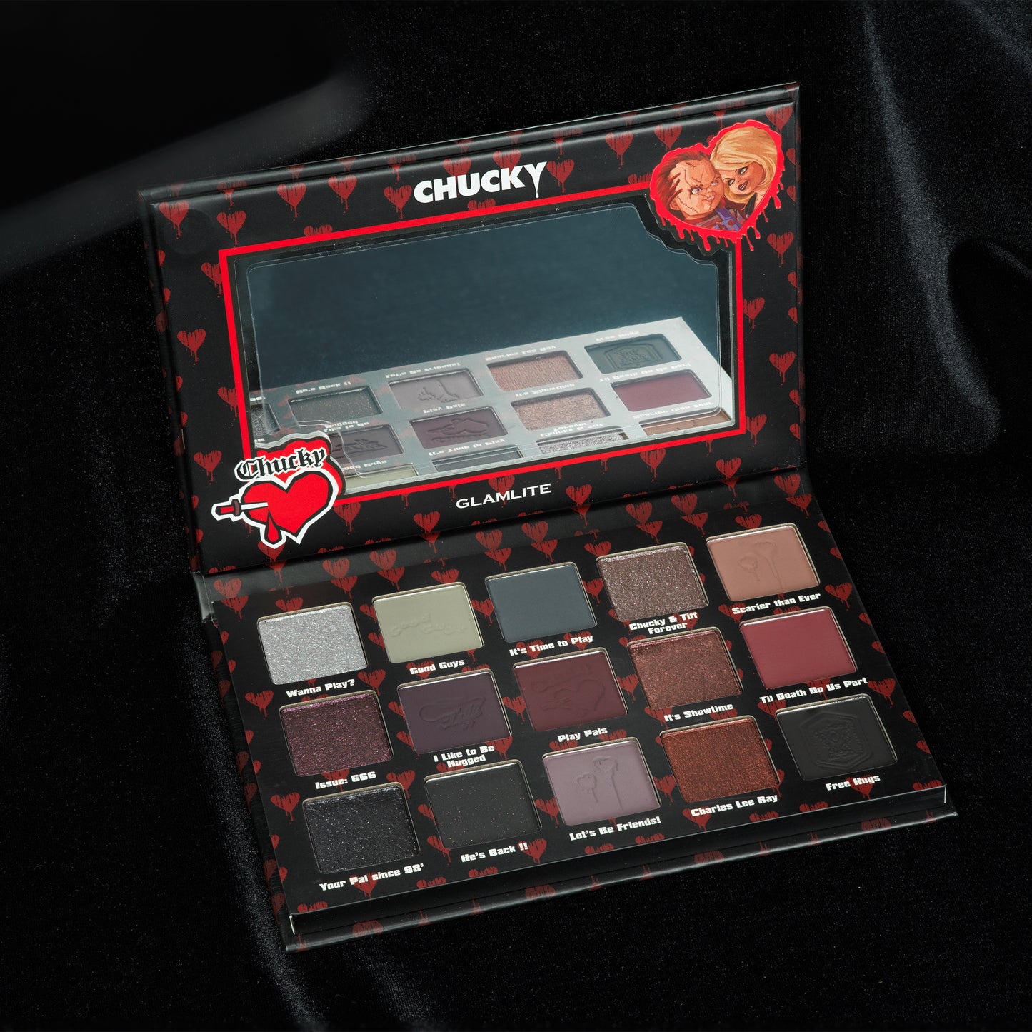 Chucky x Glamlite "Crazy In Love" eyeshadow palette