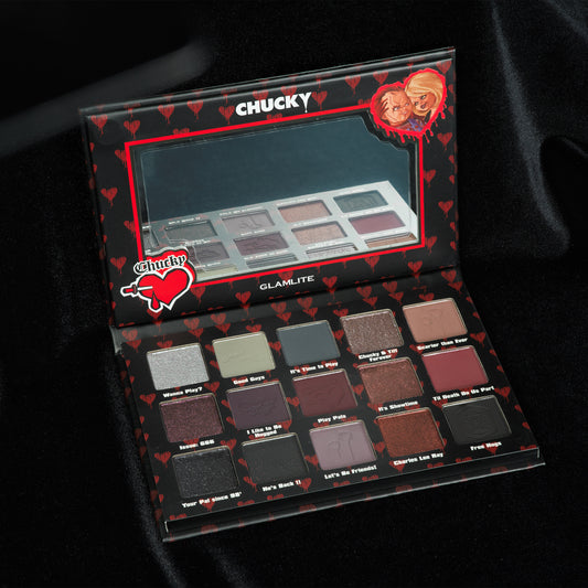 Chucky x Glamlite "Crazy In Love" eyeshadow palette