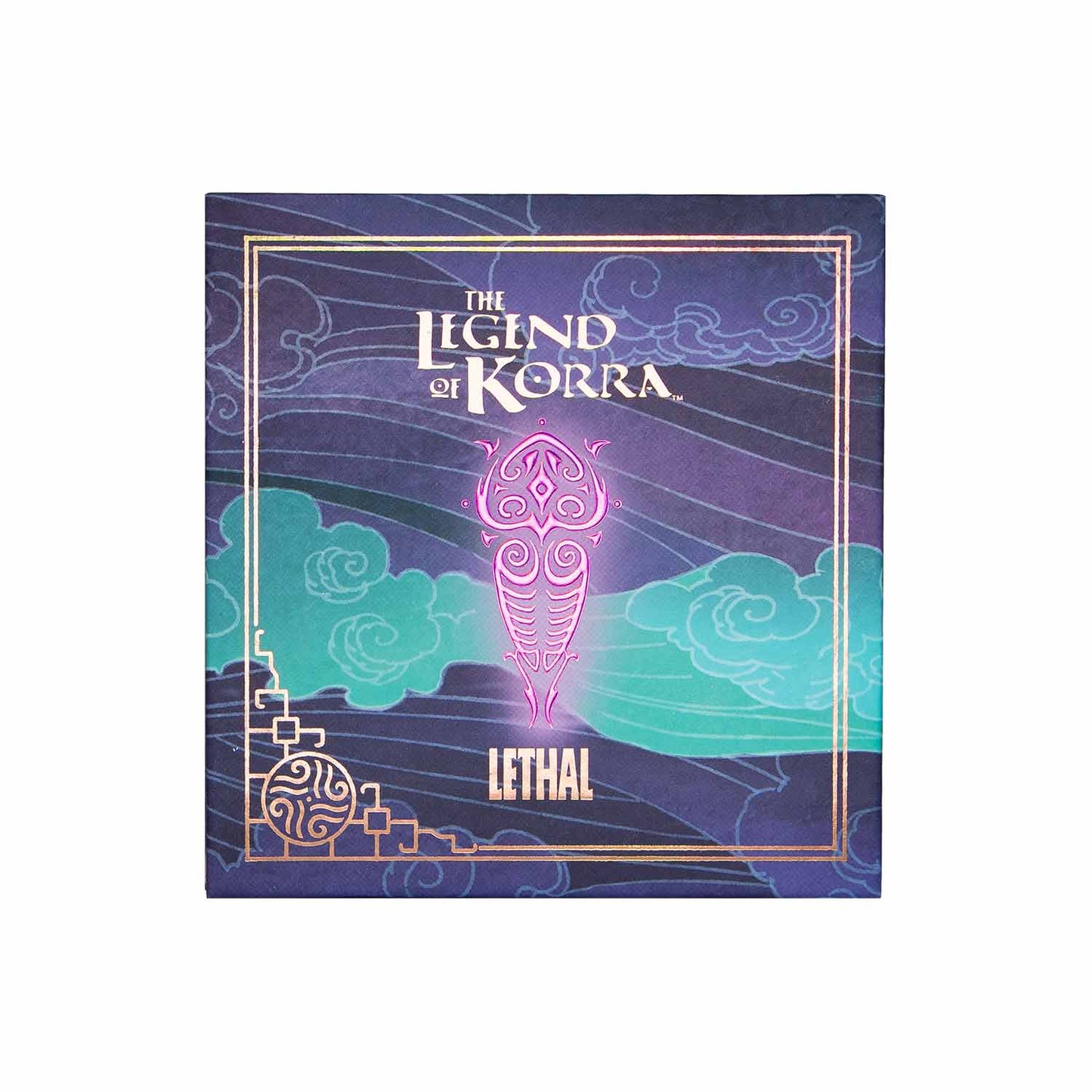 Vaatu magnetic palette closed, purple case with Legend of Korra art and the Lethal logo