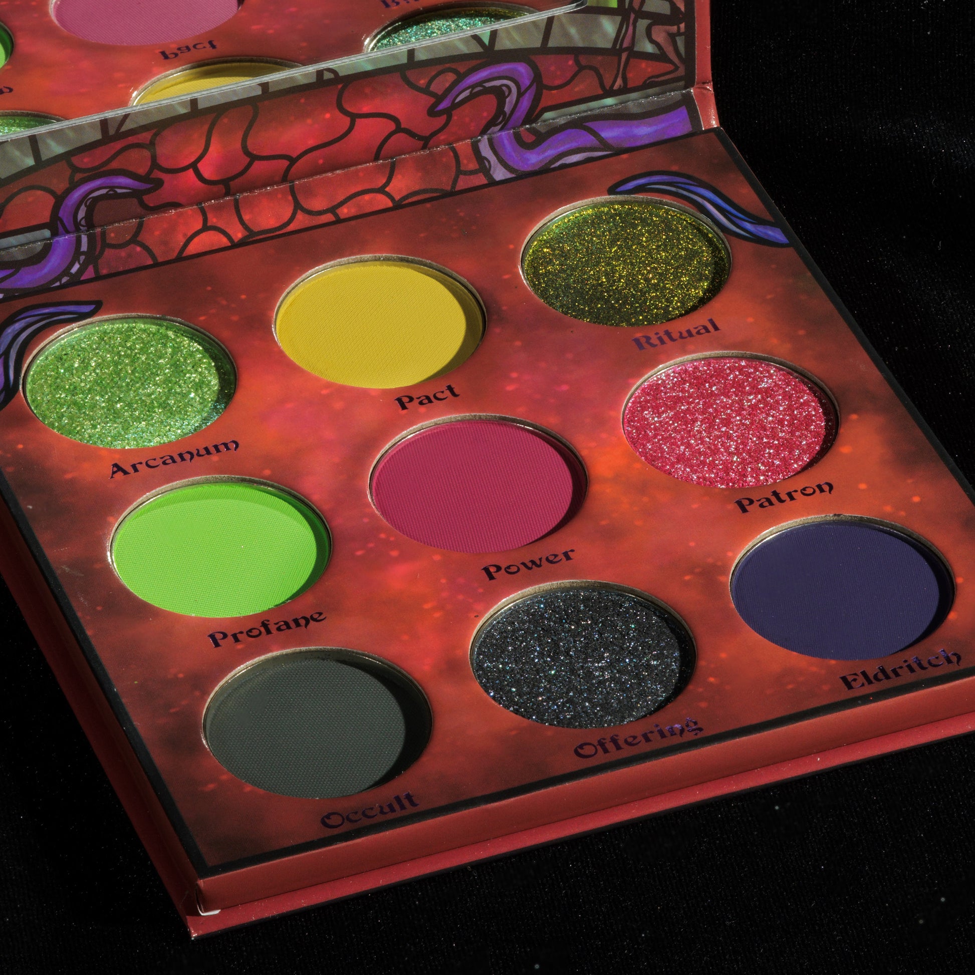 Warlock eyeshadow palette by Fantasy Cosmetica close up
