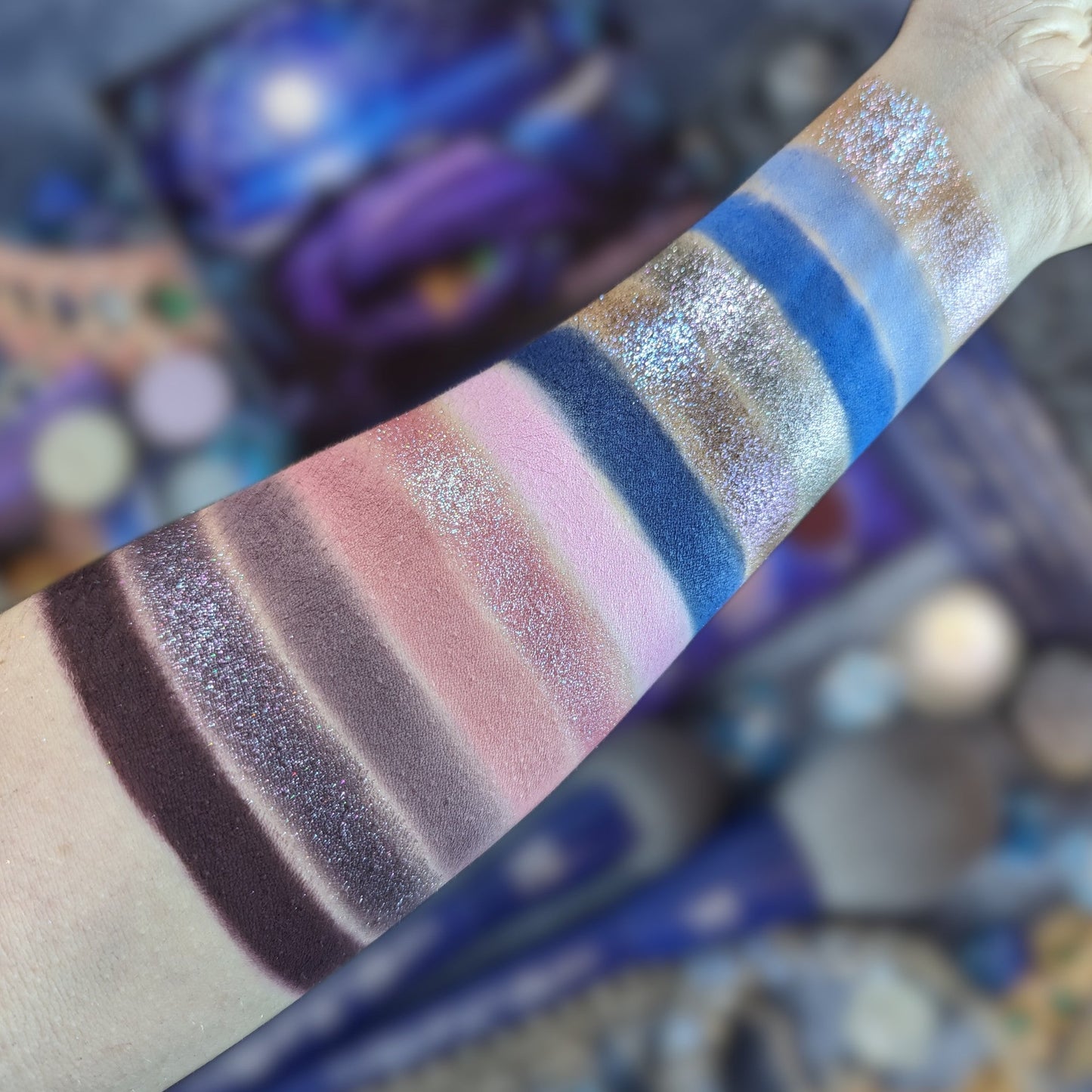 Cradled in Ice eyeshadow palette by Fantasy Cosmetica swatches