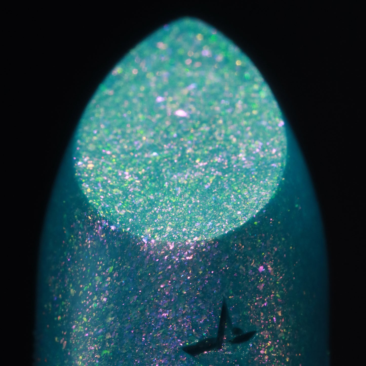 Daydream: aqua teal lip sparkle balm bullet with iridescent pink and green micro-shimmer
