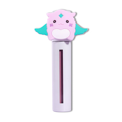 Bloom lip mud tube capped with the pink Gleam mascot topper, pink product visible through the window.