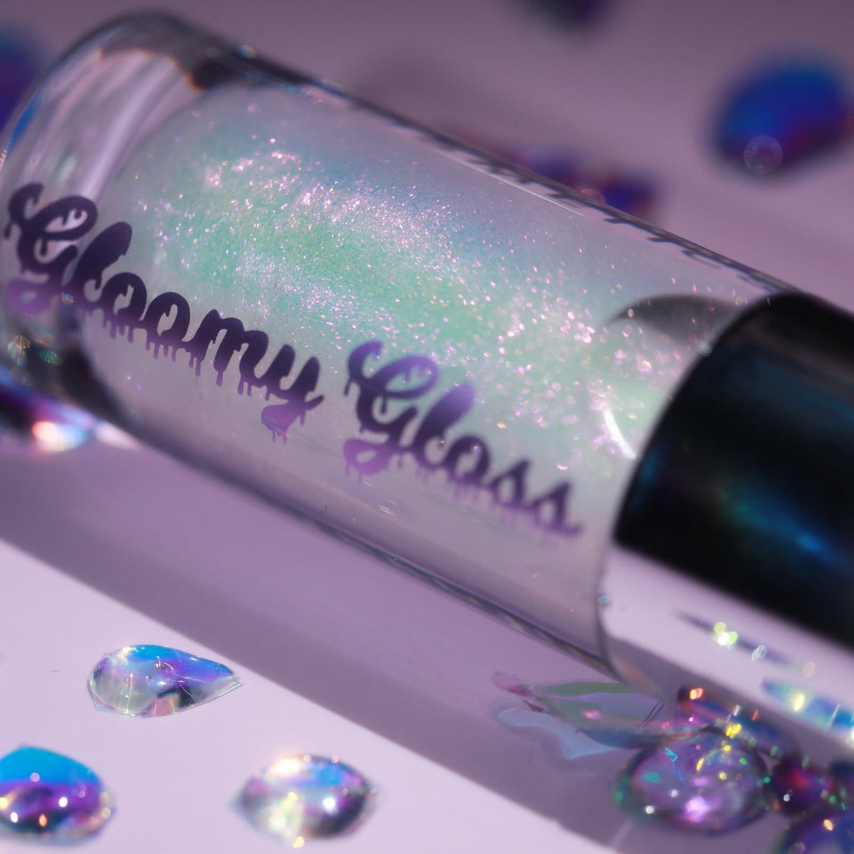 Creepy Coconut tube: electric pink to green shifting sparkles in a ghost-like transparent base