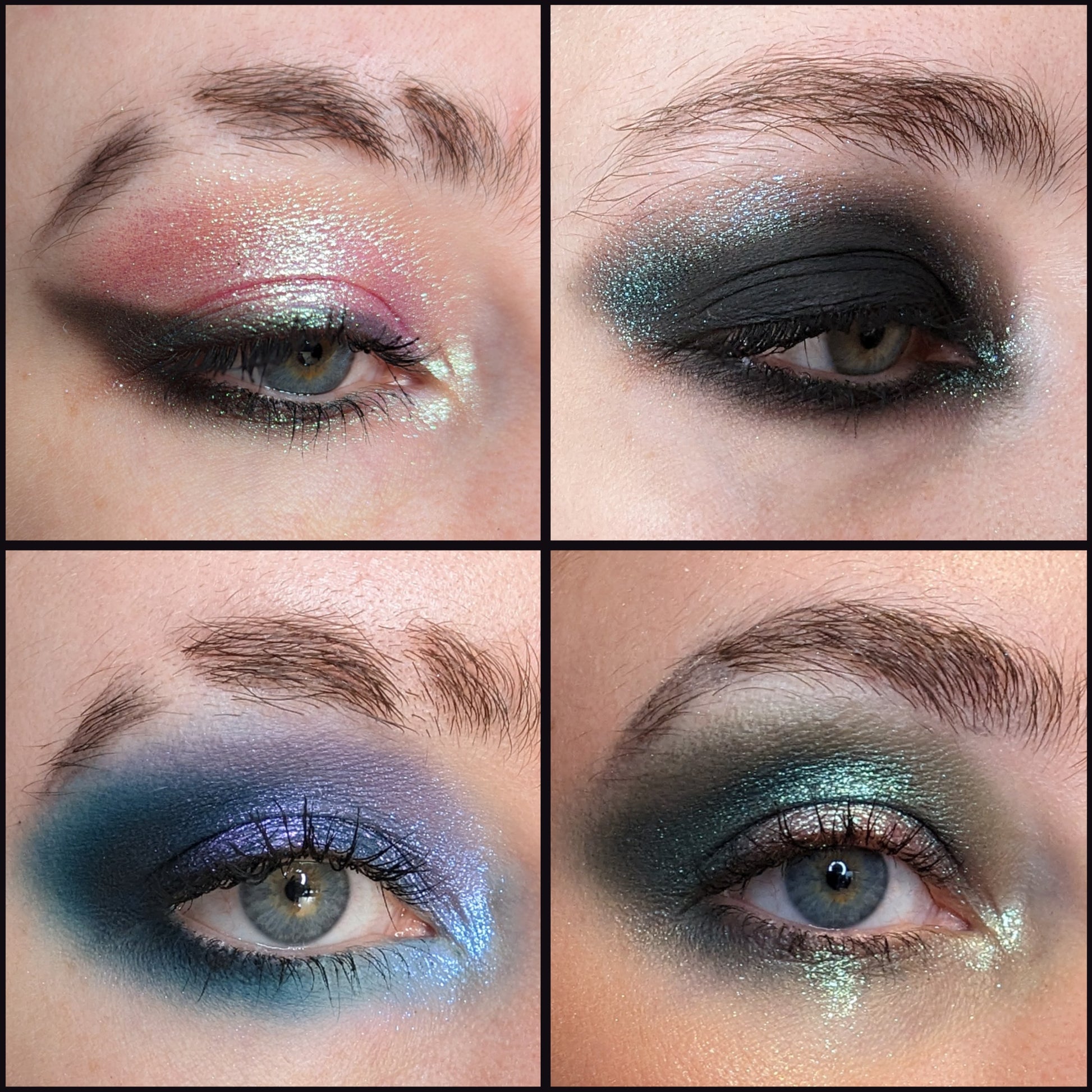 Rogue eyeshadow palette by Fantasy Cosmetica swatches eyes