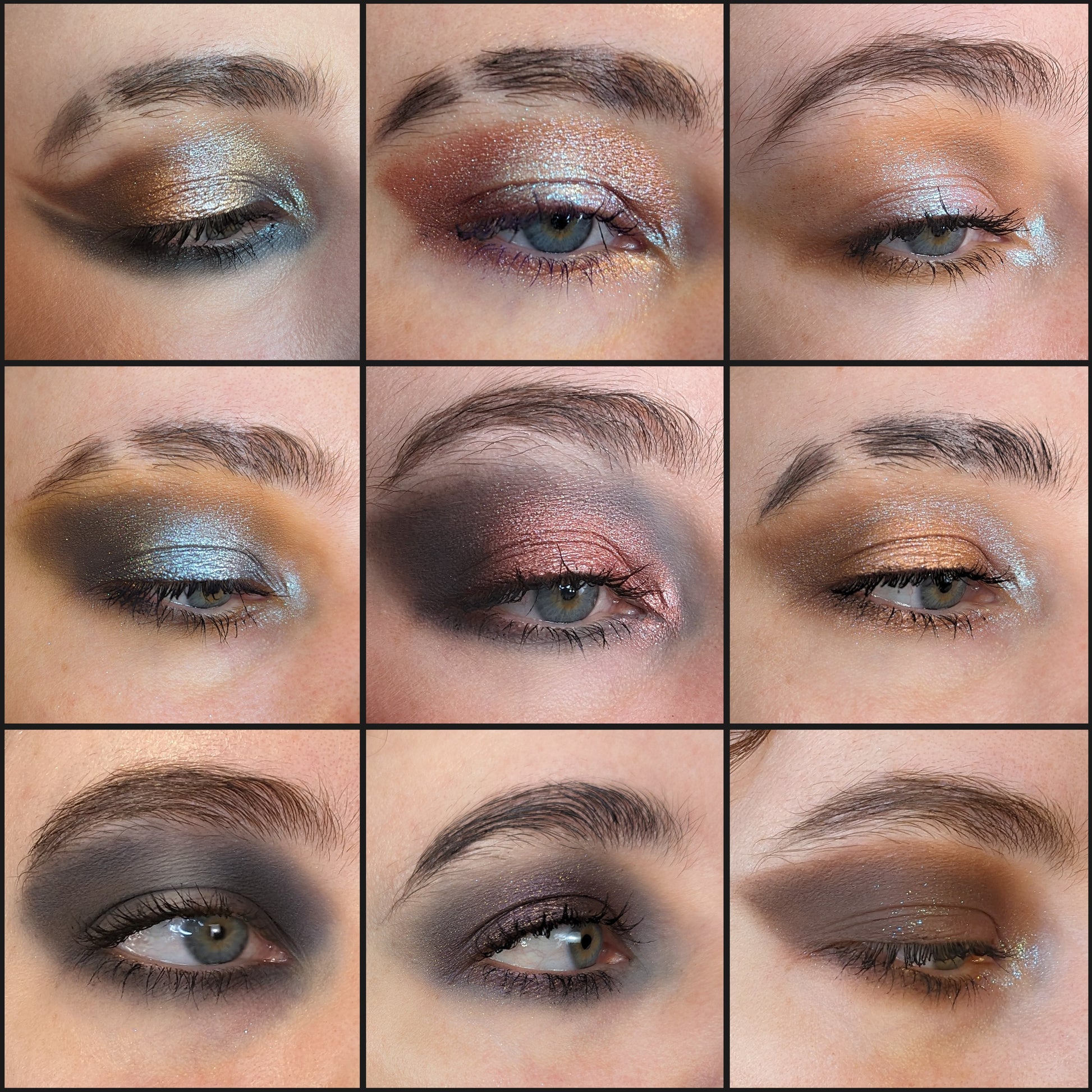 Fighter eyeshadow palette by Fantasy Cosmetica eye swatches