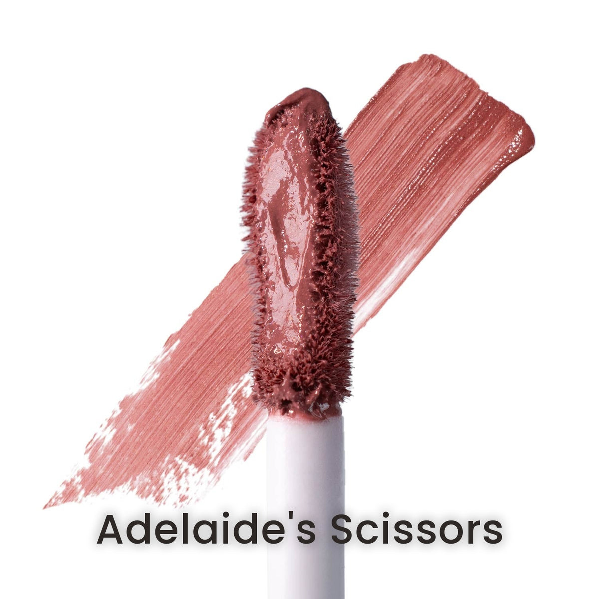 Adelaide's Scissors on the applicator beside a swatch stroke, labelled with the shade name