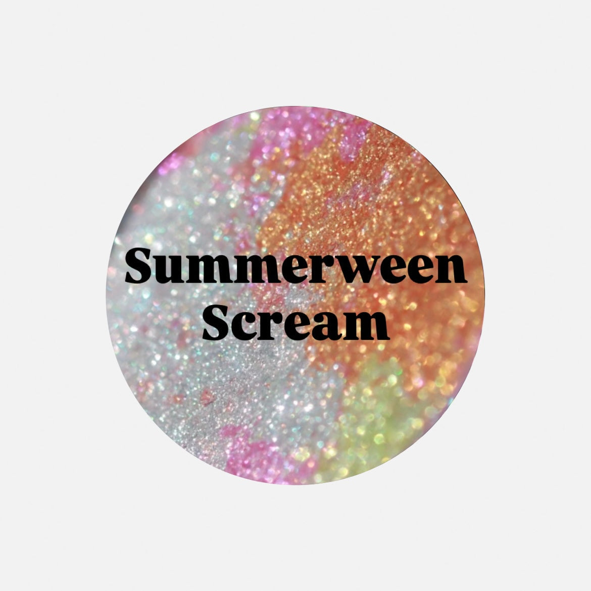 Summerween Scream pan macro, silver and pink on one side running into burnt orange on the other.