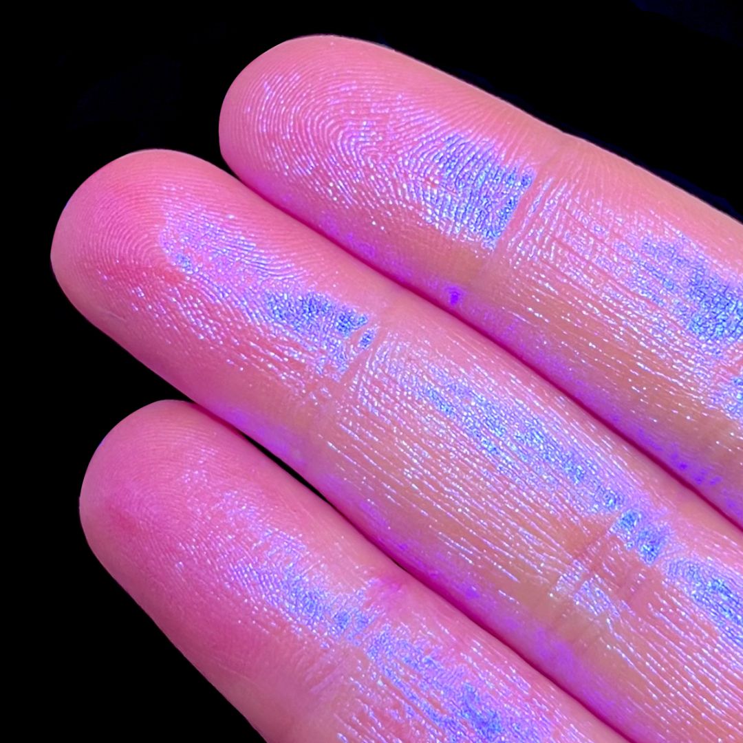 Ultraviolet Bouquet swatch: electric purple shifts to frosty ice blue