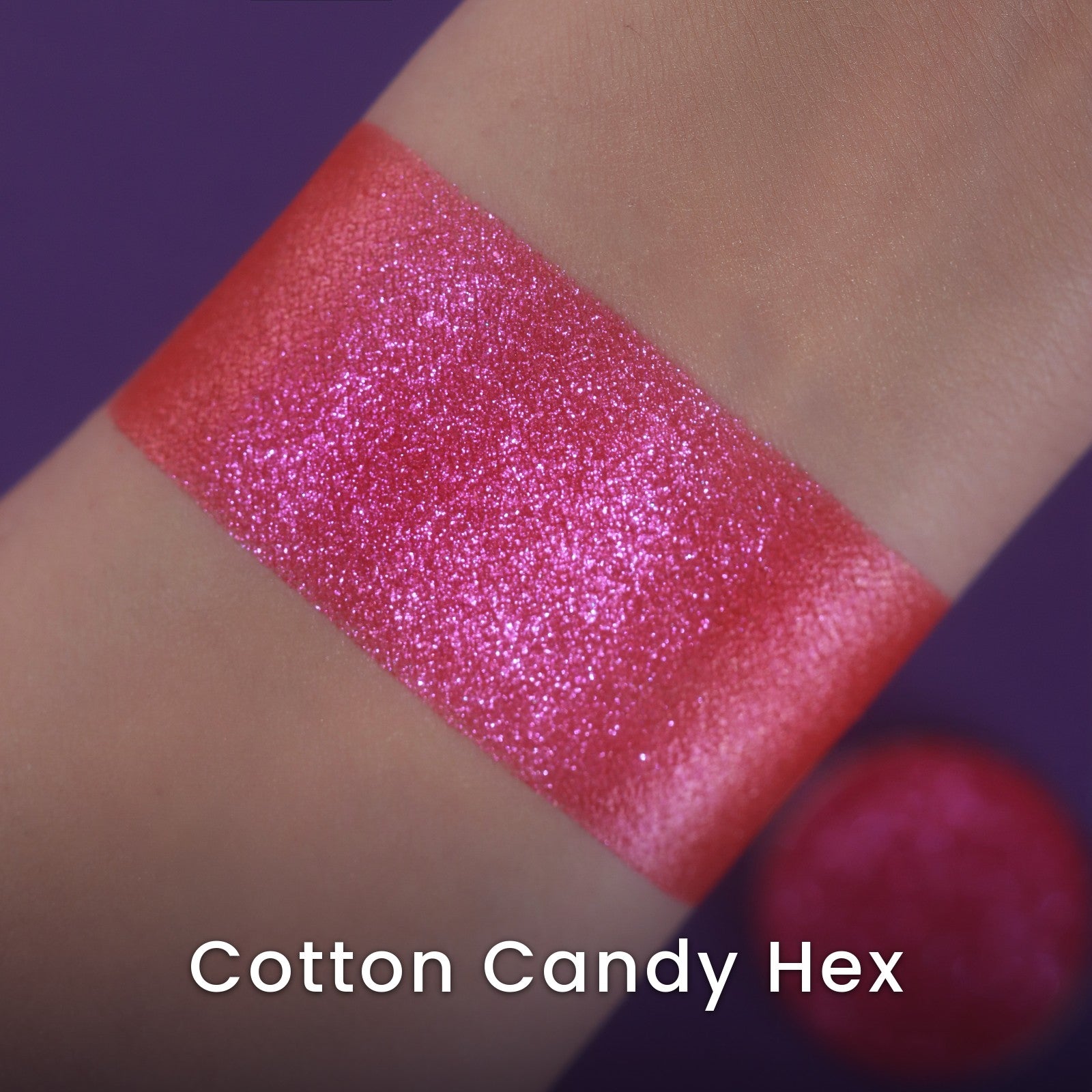 Cotton Candy Hex swatch: high-shine duochrome moving from sunset coral through electric pink to fuchsia