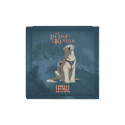 Product box in deep teal, illustrated with Naga seated against a misty mountain range, Legend of Korra and LETHAL lettering in orange
