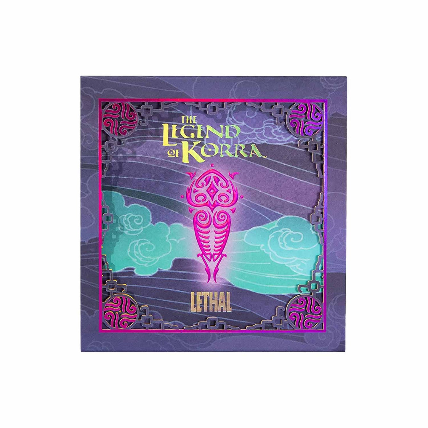 Vaatu palette sleeve, purple Legend of Korra artwork with a magenta spirit motif and teal clouds