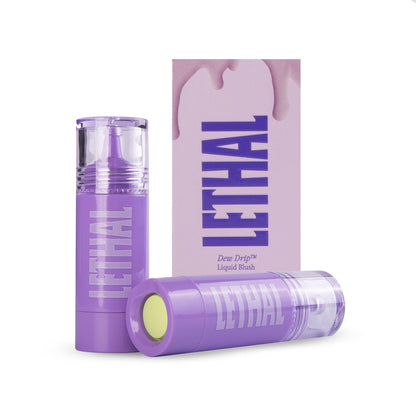 Dew Drip liquid blush bottles grouped with the lilac product box