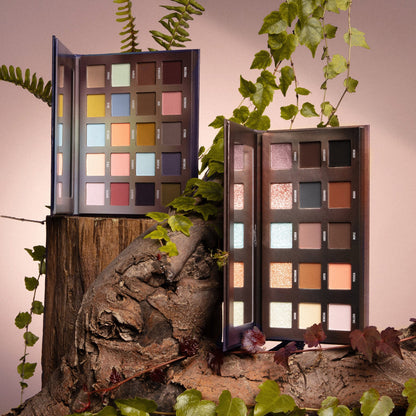 The Flora and Fauna palettes shown open together on a mossy tree stump with trailing ivy