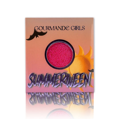 Cotton Candy Hex pressed pigment single, a high-shine duochrome shifting from coral to electric pink and fuchsia