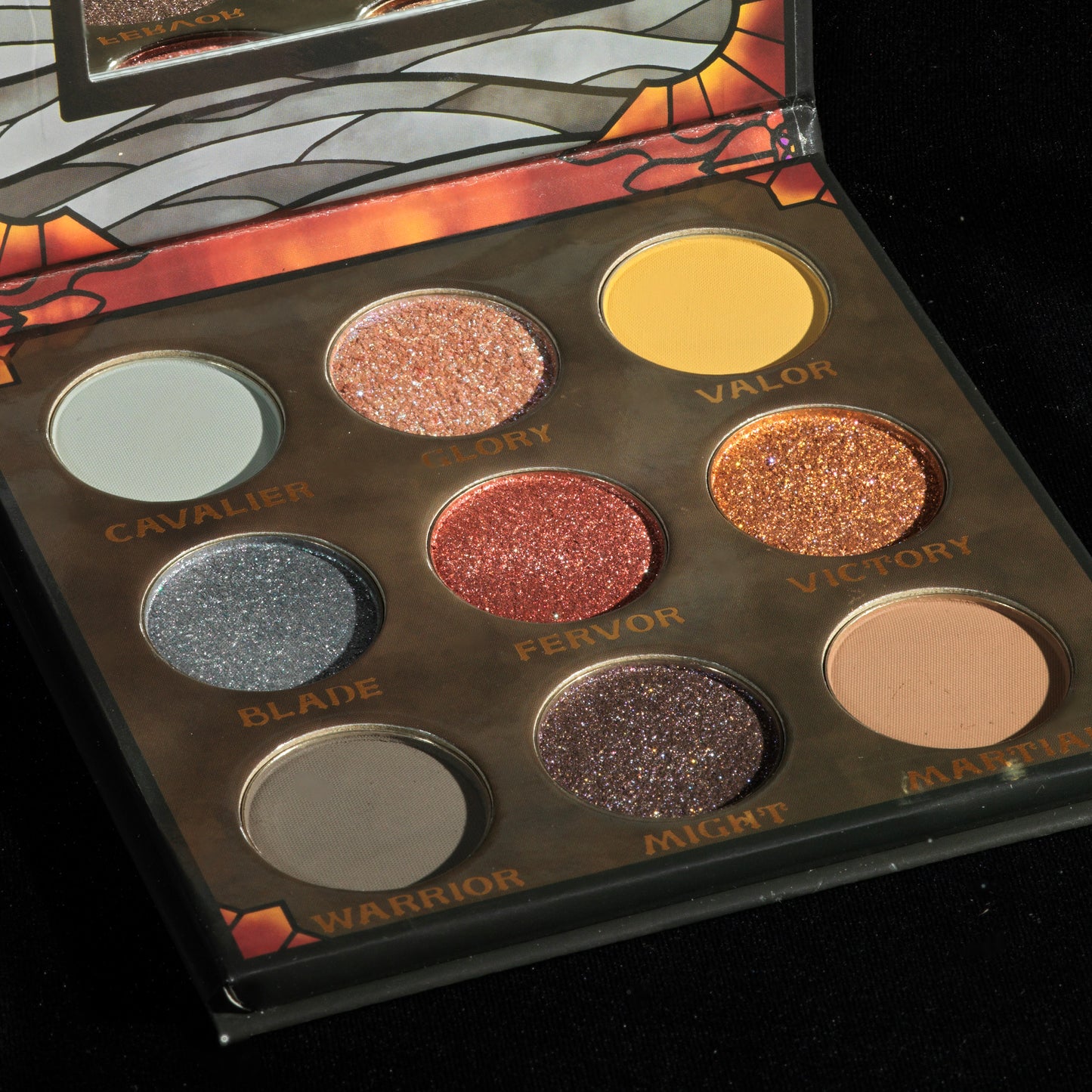 Fighter eyeshadow palette by Fantasy Cosmetica closeup