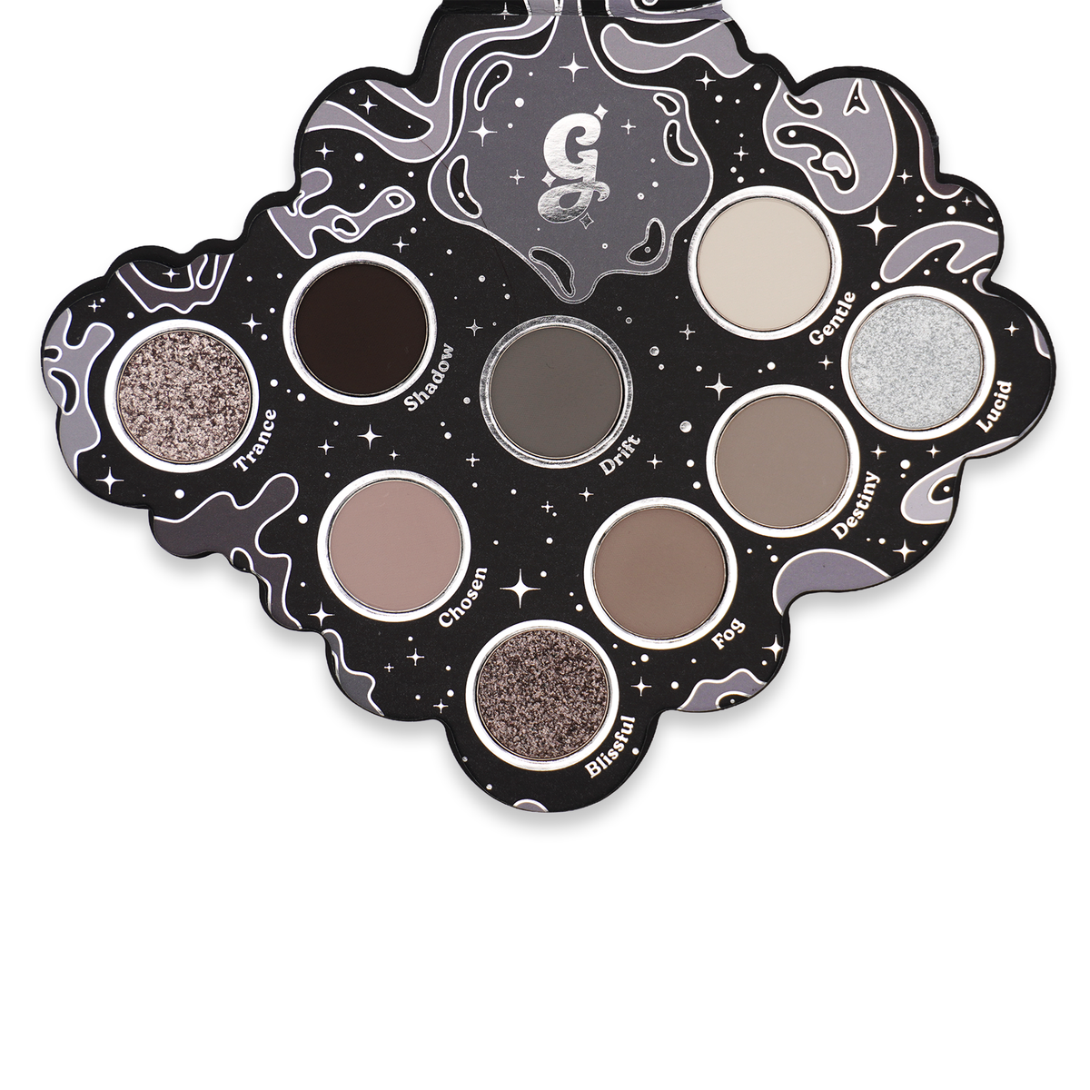 Top-down view of the nine Bliss 2.0 pans with their names printed beside them: Trance, Shadow, Drift, Gentle, Lucid, Chosen, Destiny, Fog, Blissful