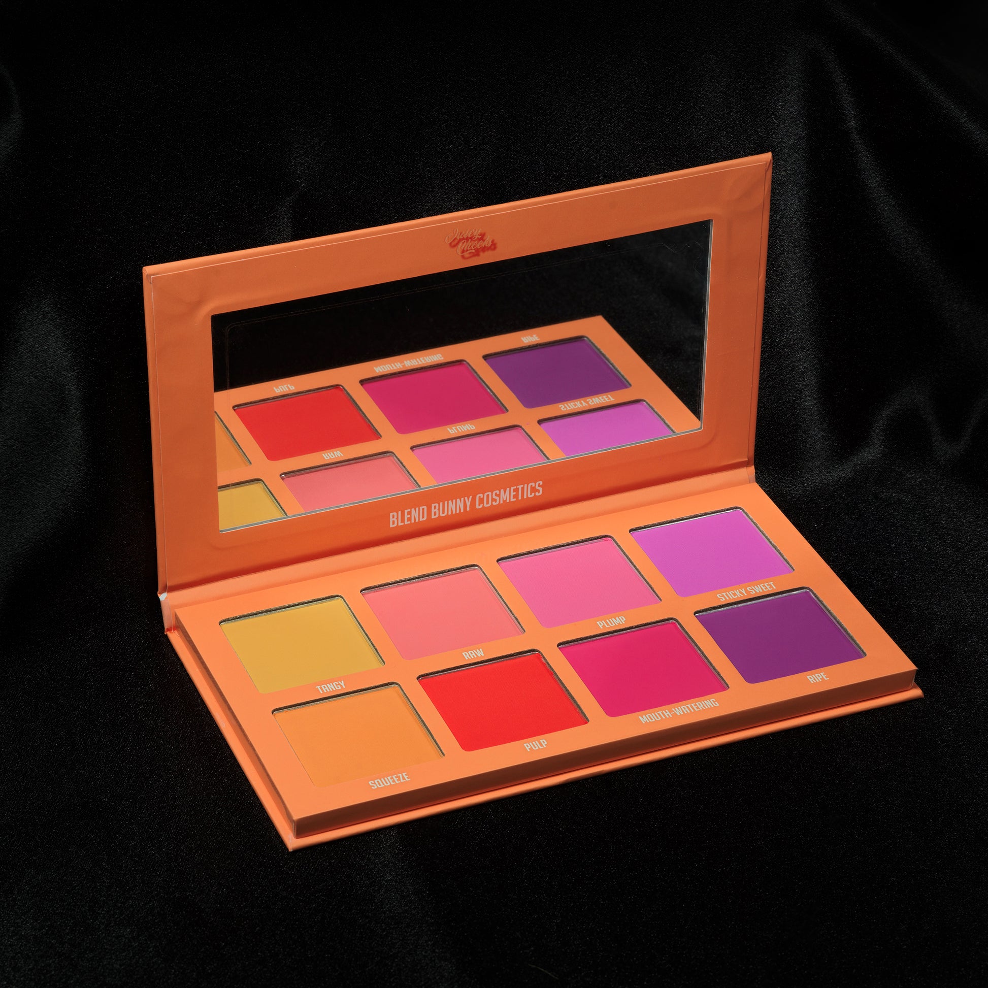 Juicy cheeks eyeshadow palette by Blend Bunny Comsetics opened