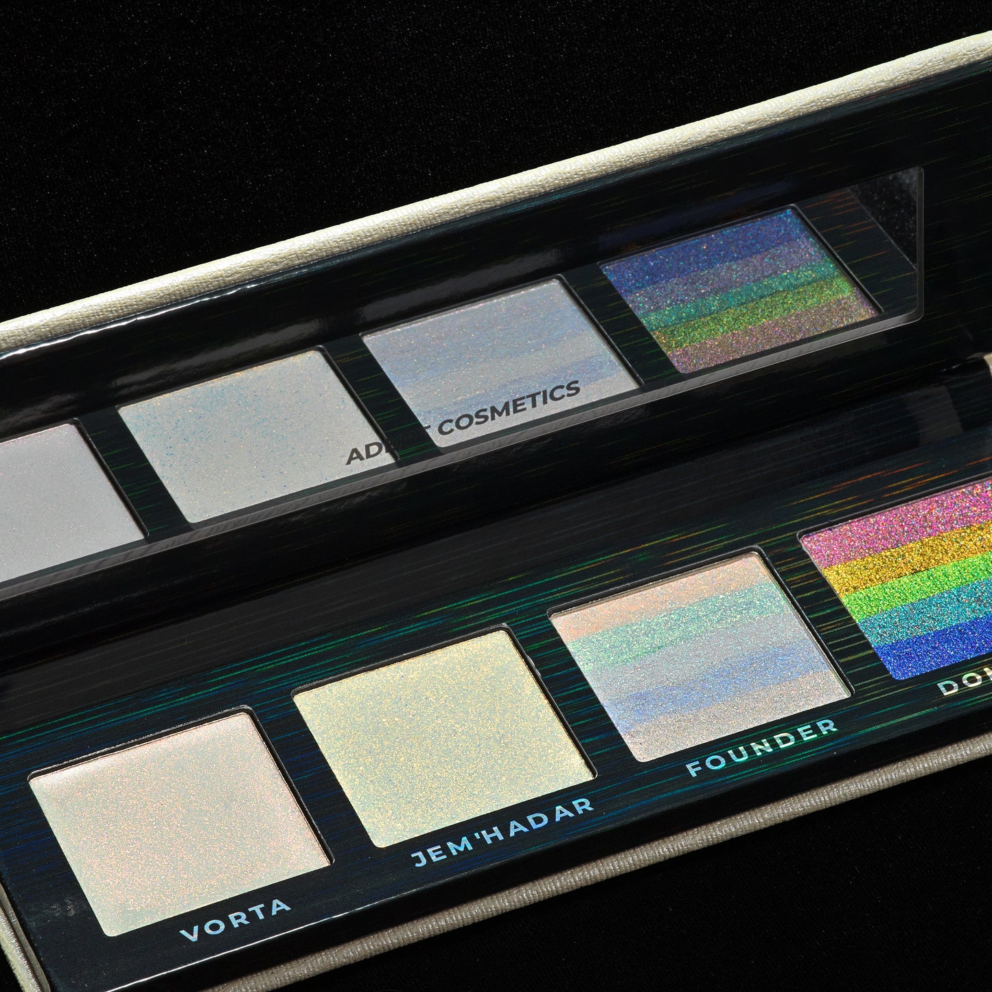 Ketracel White by Adept Cosmetics eyeshadow palette closeup