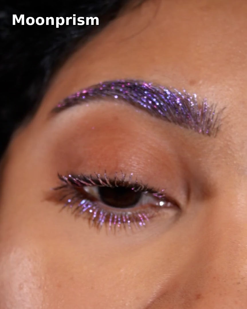 Moonprism mascara topper product video, shade name top left