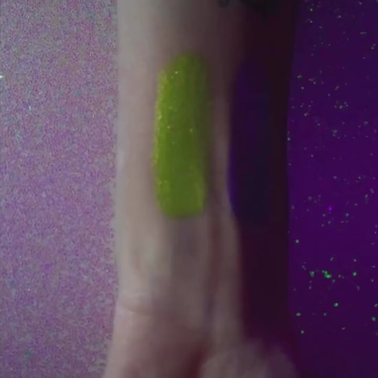 Arm swatches of Creature Feature and Final Cut in normal light and under UV light