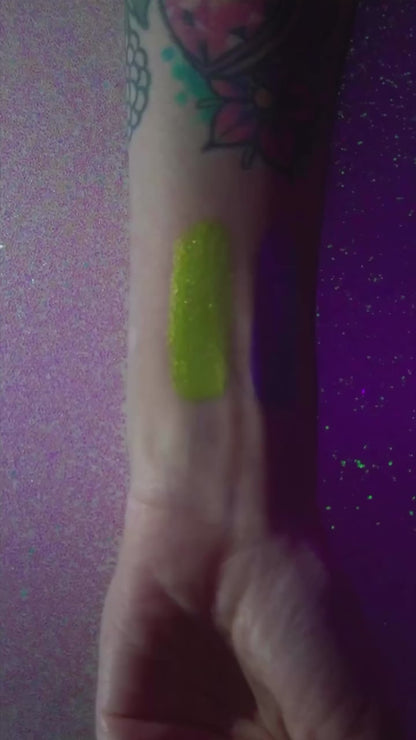 Arm swatches of Creature Feature and Final Cut in normal light and under UV light