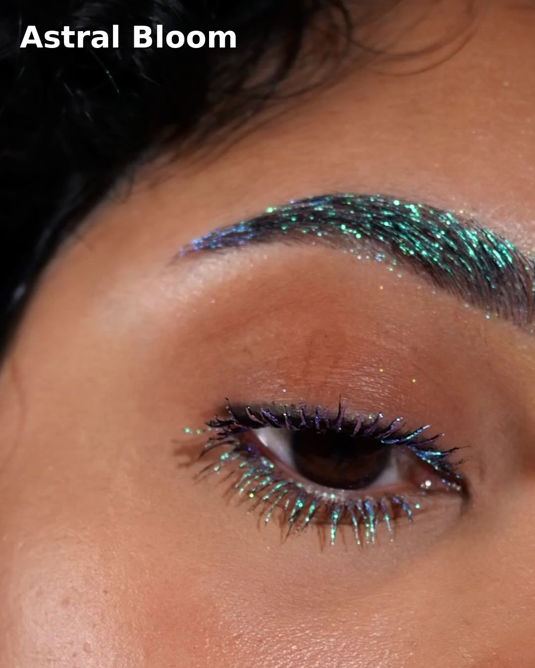 Astral Bloom mascara topper product video, shade name top left