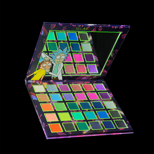 Rick and Morty X Glamlite 30 shades eyeshadow palette opened