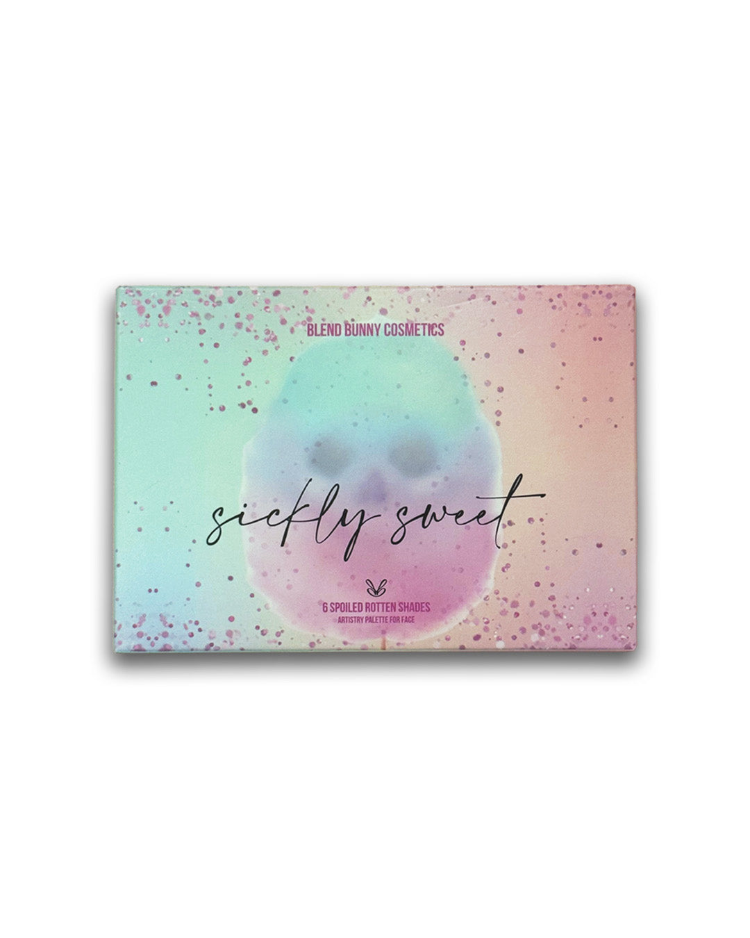 Sickly Sweet shimmers box in a pastel gradient with a skull and script lettering, labelled 6 spoiled rotten shades