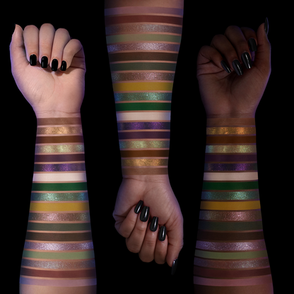 Arm swatches of all 18 Not Normal shades on three skin tones