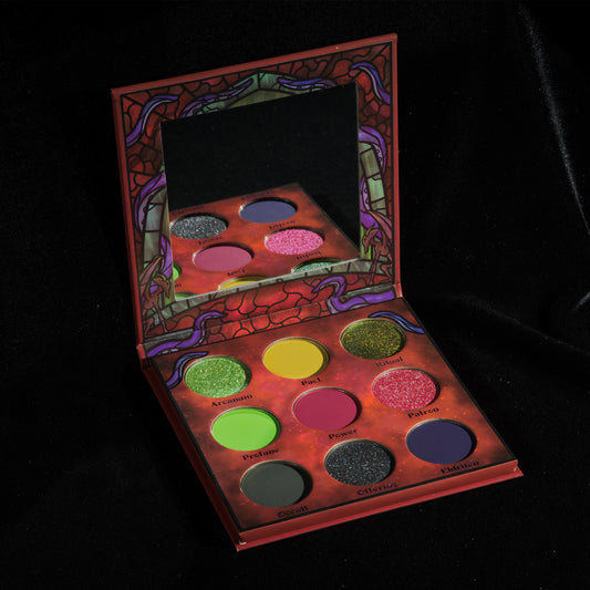 Warlock eyeshadow palette by Fantasy Cosmetica opened